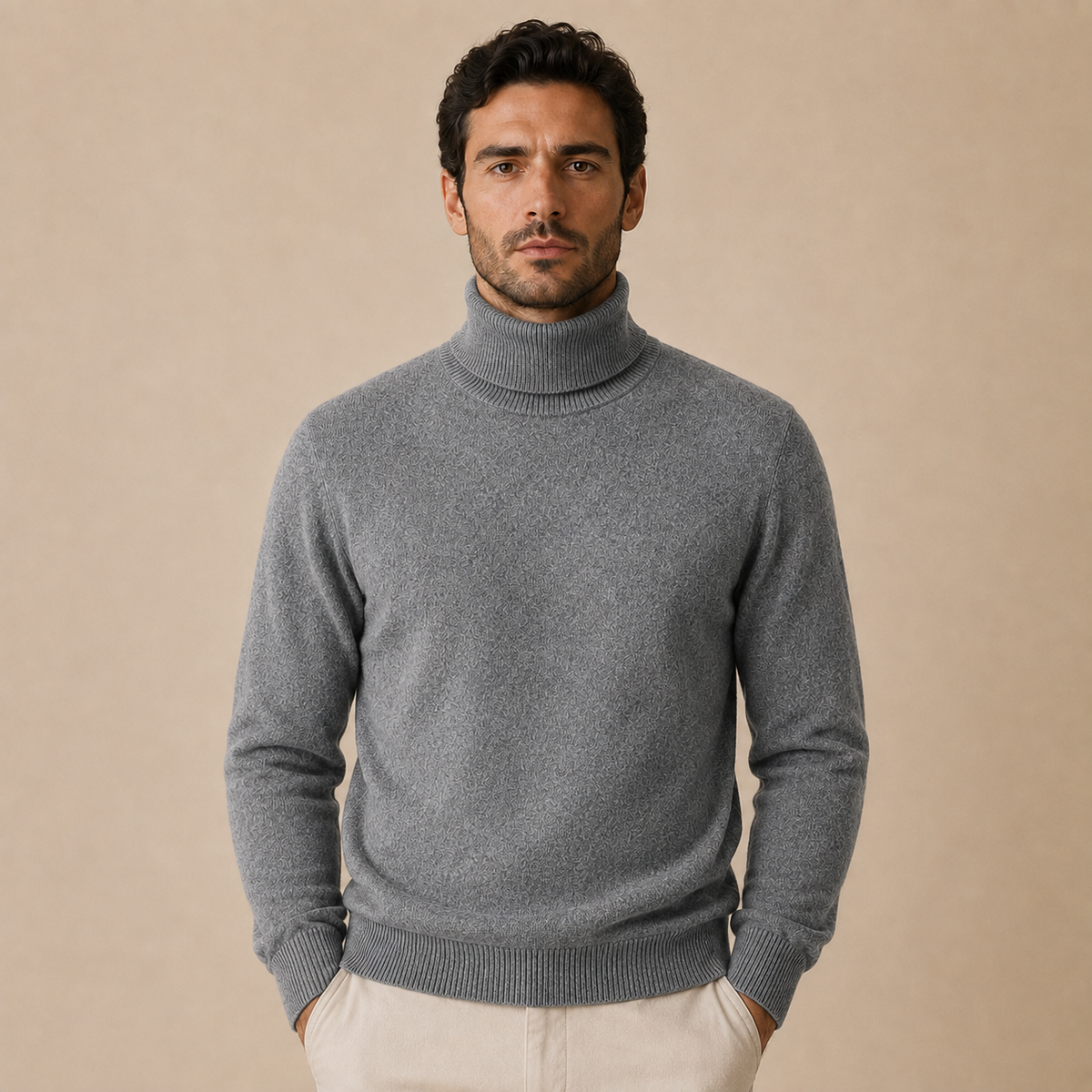 Cashmere Turtleneck Sweater – Grey
