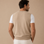 Cashmere V-Neck Sweater Vest – Beige