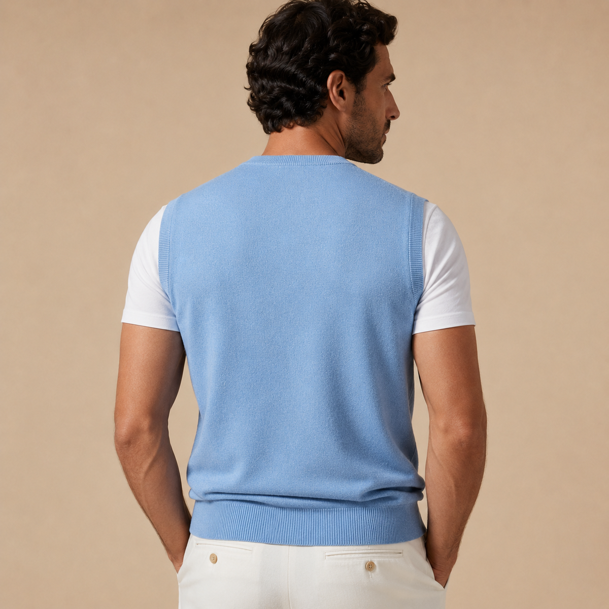 Cashmere V-Neck Sweater Vest – Sky Blue