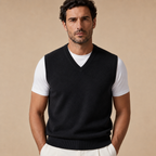 Cashmere V-Neck Sweater Vest – Black