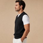 Cashmere V-Neck Sweater Vest – Black
