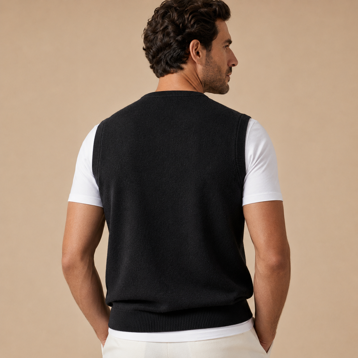 Cashmere V-Neck Sweater Vest – Black