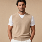 Cashmere V-Neck Sweater Vest – Beige