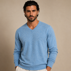 Cashmere V-Neck Sweater – Sky Blue