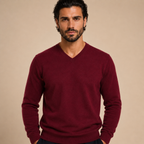 Cashmere V-Neck Sweater – Bordeaux