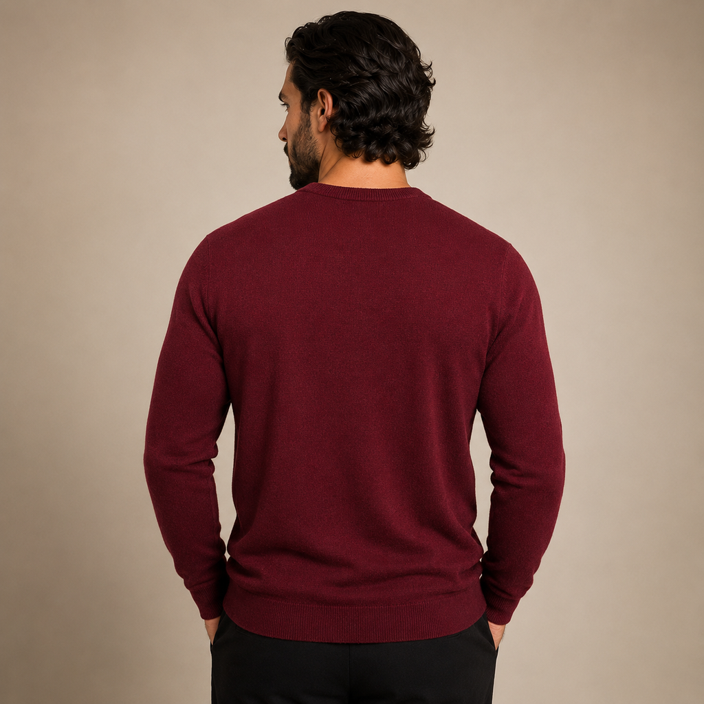 Cashmere V-Neck Sweater – Bordeaux