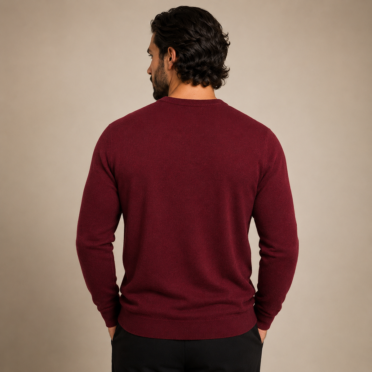 Cashmere V-Neck Sweater – Bordeaux