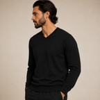 Cashmere V-Neck Sweater – Black