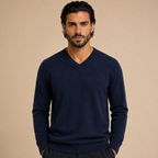Cashmere V-Neck Sweater – Navy