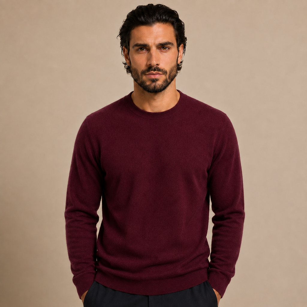Cashmere Crewneck Sweater – Bordeaux