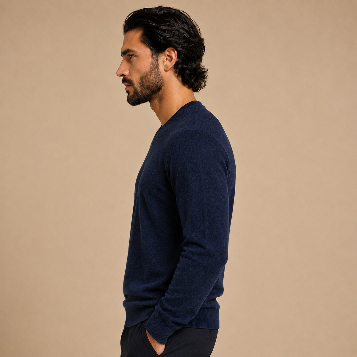 Cashmere V-Neck Sweater – Navy