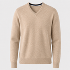 Cashmere V-Neck Sweater – Beige