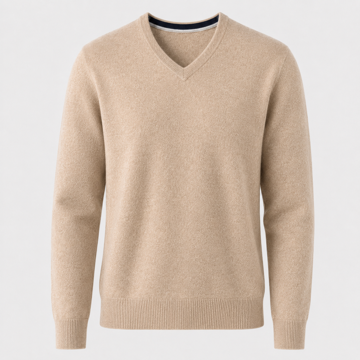 Cashmere V-Neck Sweater – Beige