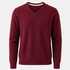 Cashmere V-Neck Sweater – Bordeaux