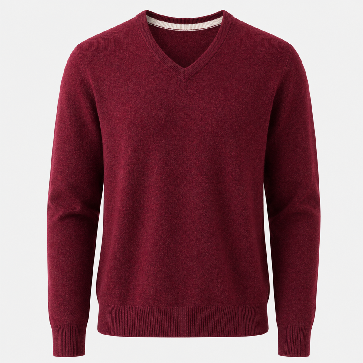 Cashmere V-Neck Sweater – Bordeaux