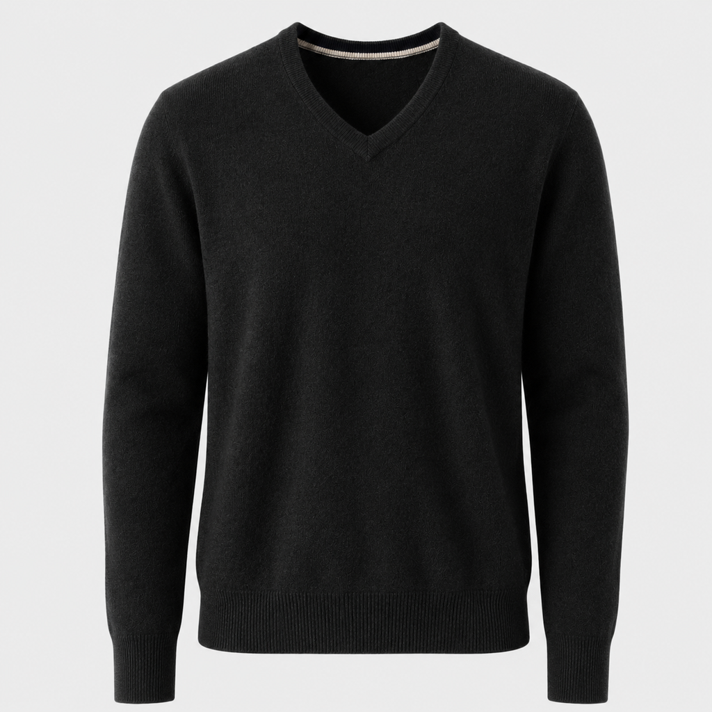 Cashmere V-Neck Sweater – Black