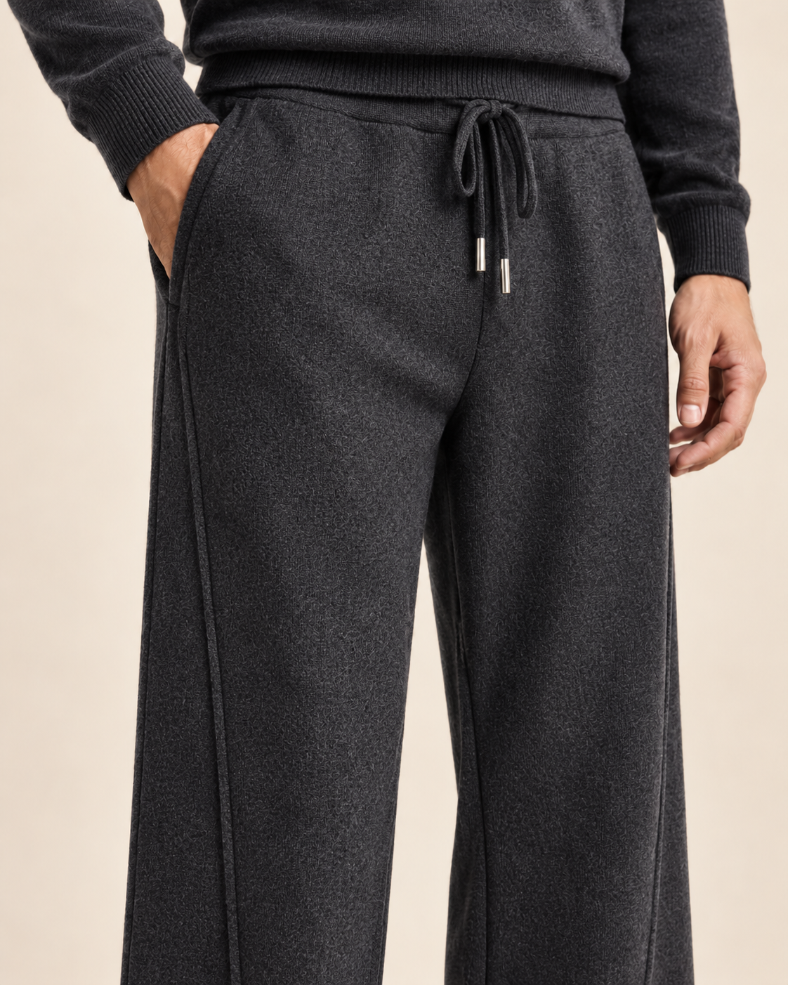The Wide Wool Trousers – Charcoal