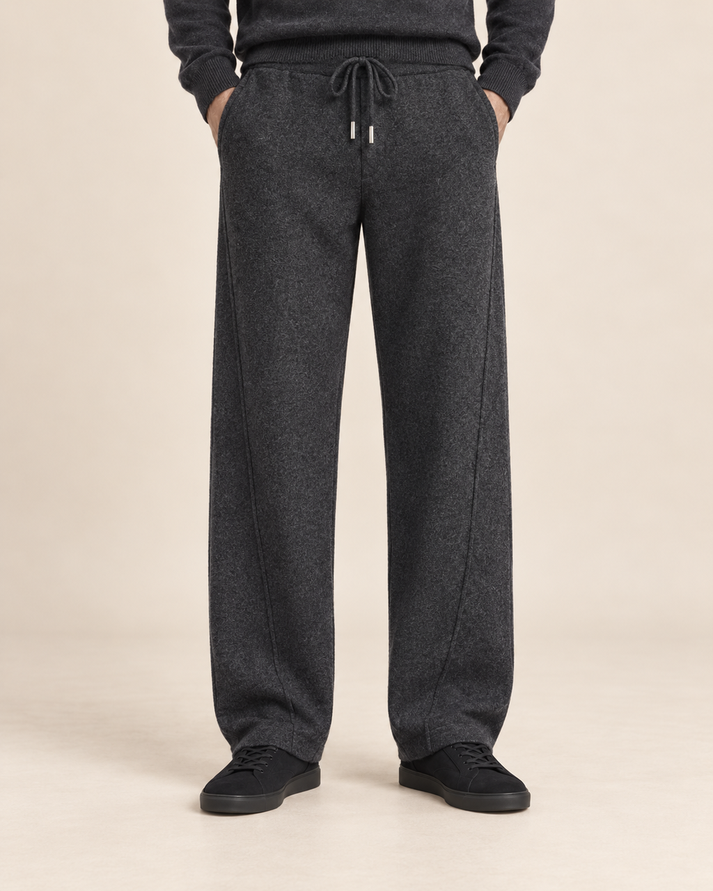 The Wide Wool Trousers – Charcoal