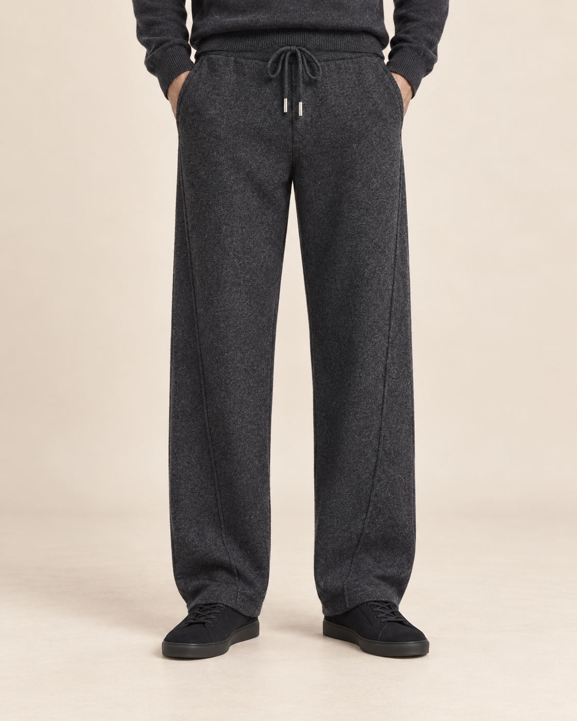 The Wide Wool Trousers – Charcoal