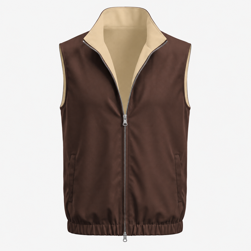 Reversible Motion Gilet — Brown & Warm Stone