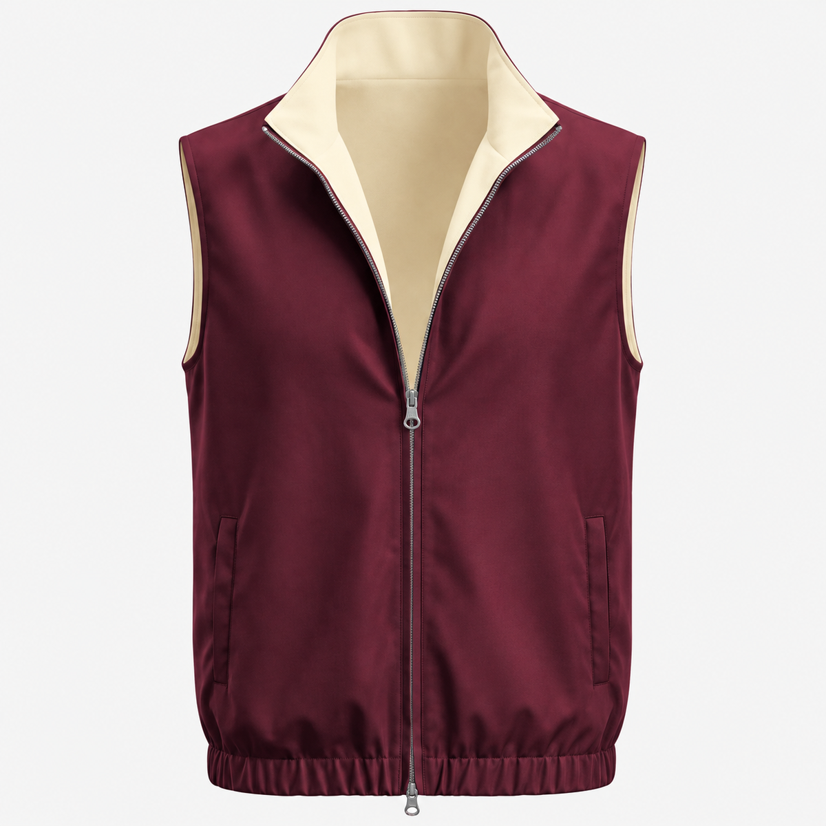 Reversible Motion Gilet — Burgundy & Cream