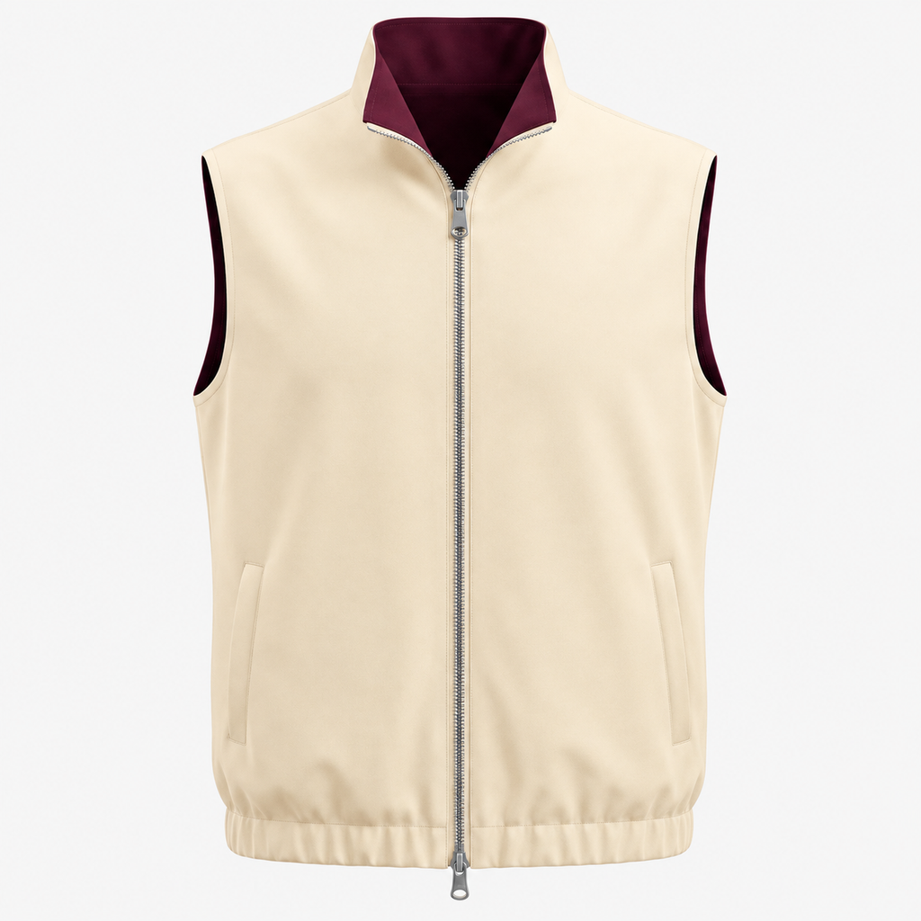 Reversible Motion Gilet — Burgundy & Cream