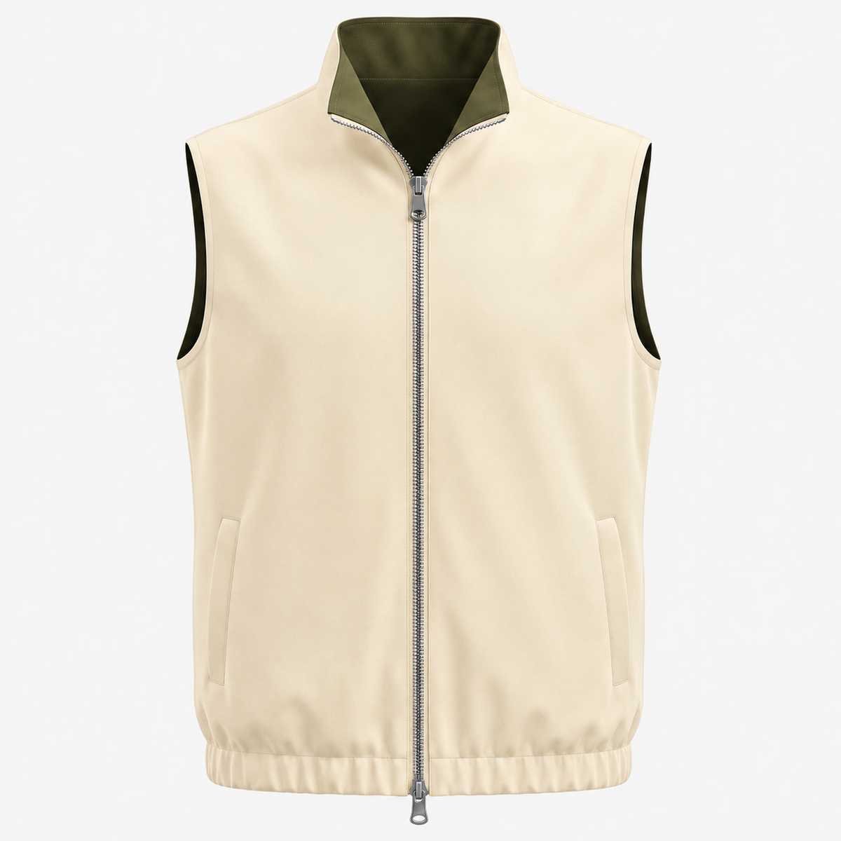 Reversible Motion Gilet — Olive & Cream
