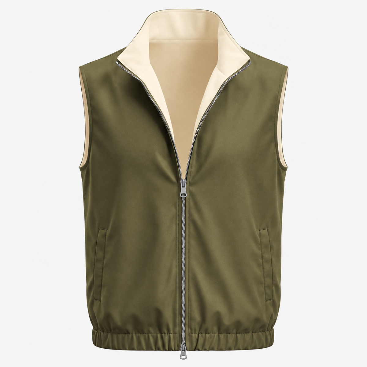 Reversible Motion Gilet — Olive & Cream