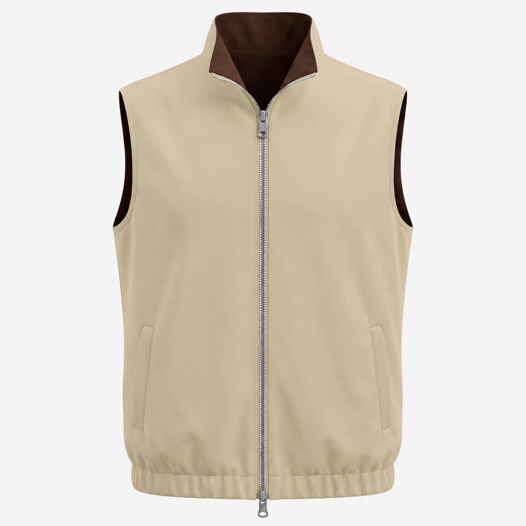 Reversible Motion Gilet — Brown & Warm Stone