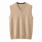 Cashmere V-Neck Sweater Vest – Beige