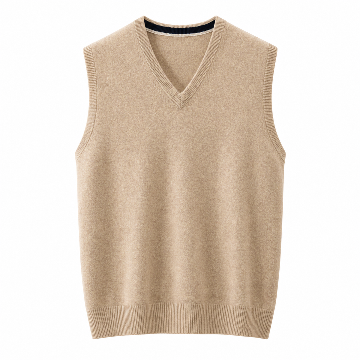 Cashmere V-Neck Sweater Vest – Beige