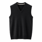 Cashmere V-Neck Sweater Vest – Black