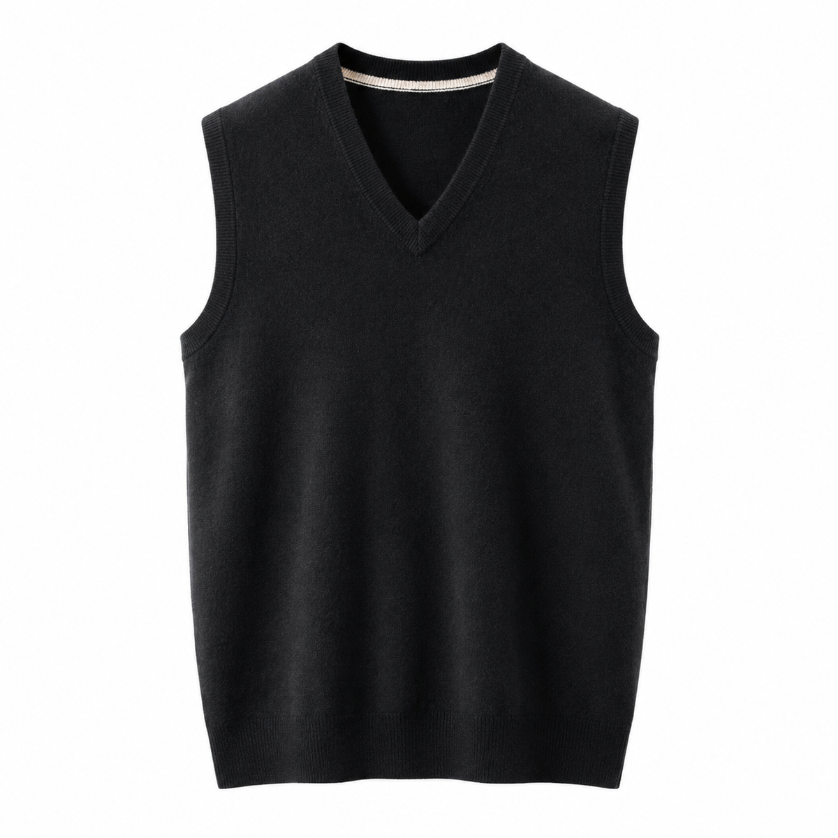 Cashmere V-Neck Sweater Vest – Black
