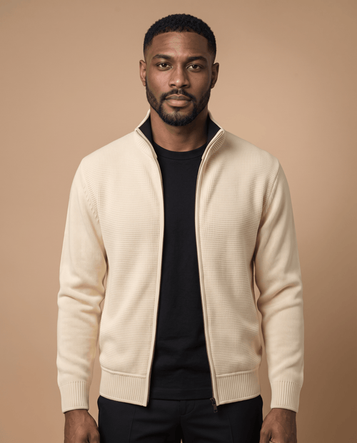 Beige Cardigan Zip - ELORO
