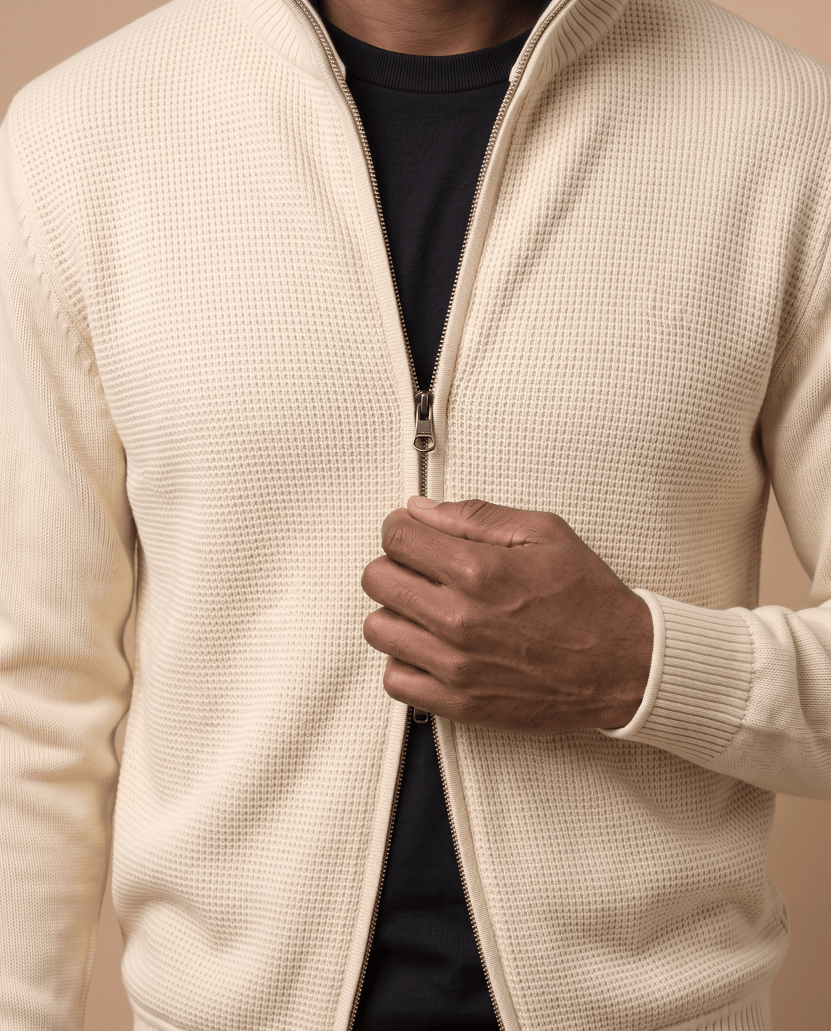 Beige Cardigan Zip - ELORO