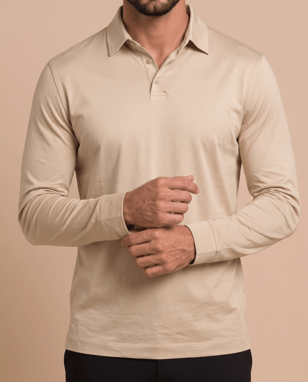 Beige Polo Longsleeve - ELORO