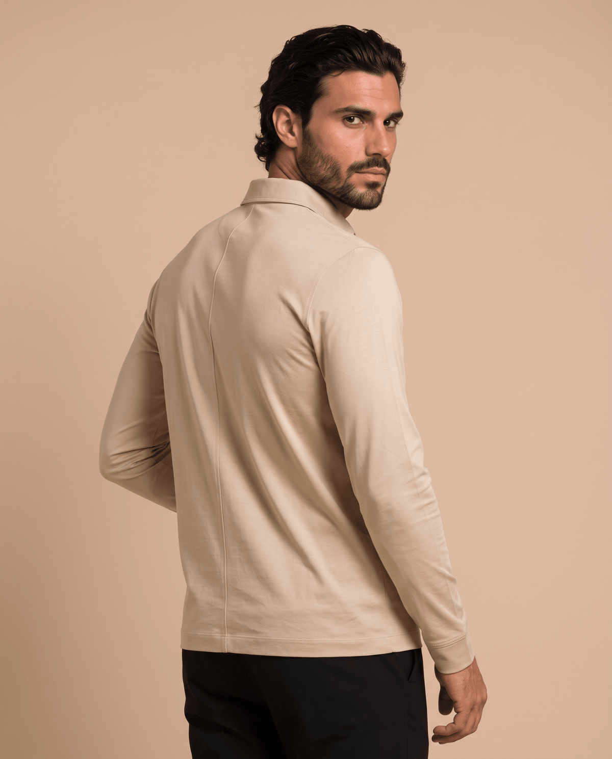 Beige Polo Longsleeve - ELORO