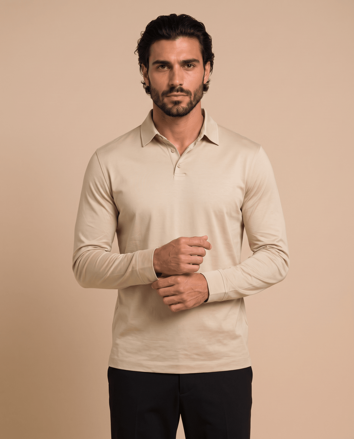 Beige Polo Longsleeve - ELORO