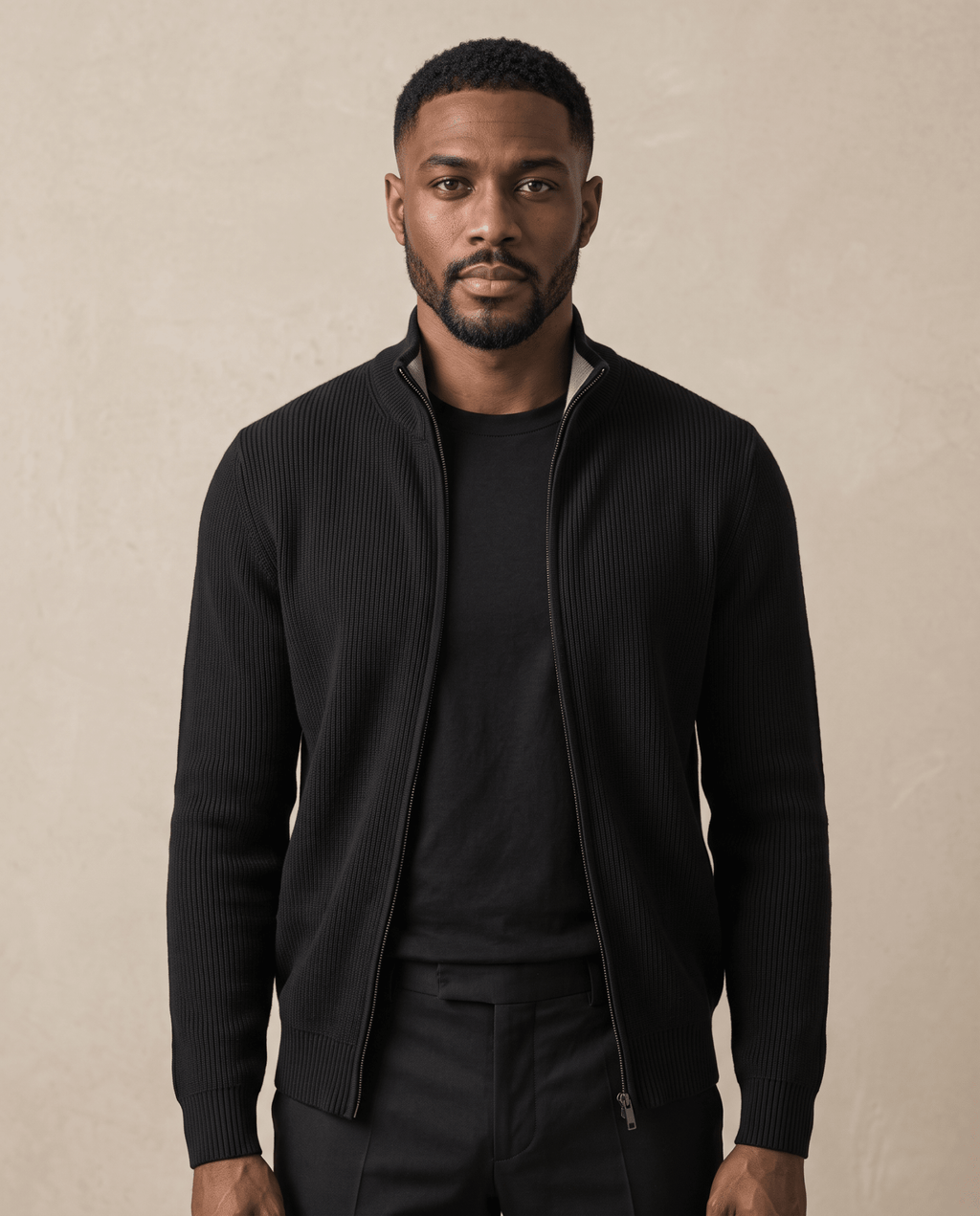 Black Cardigan Zip - ELORO
