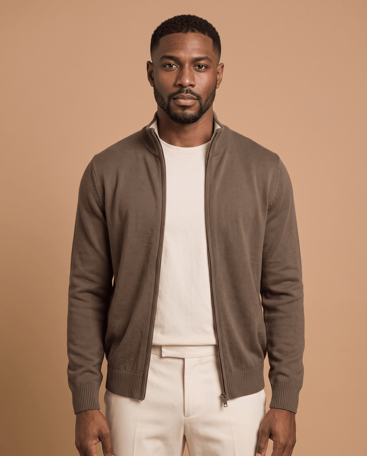 Brown Cardigan Zip - ELORO