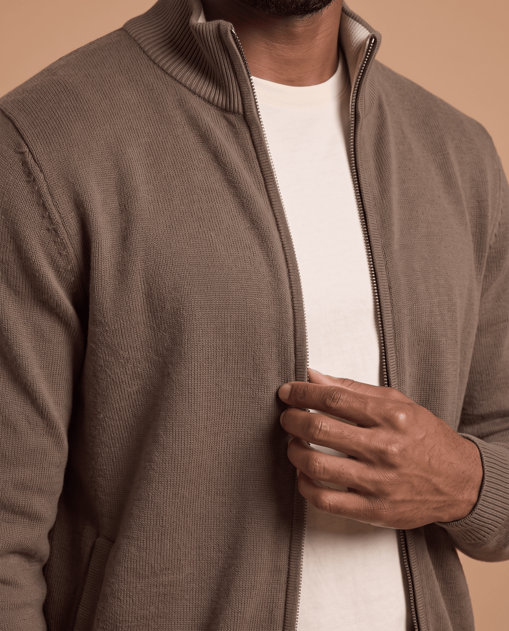 Brown Cardigan Zip - ELORO