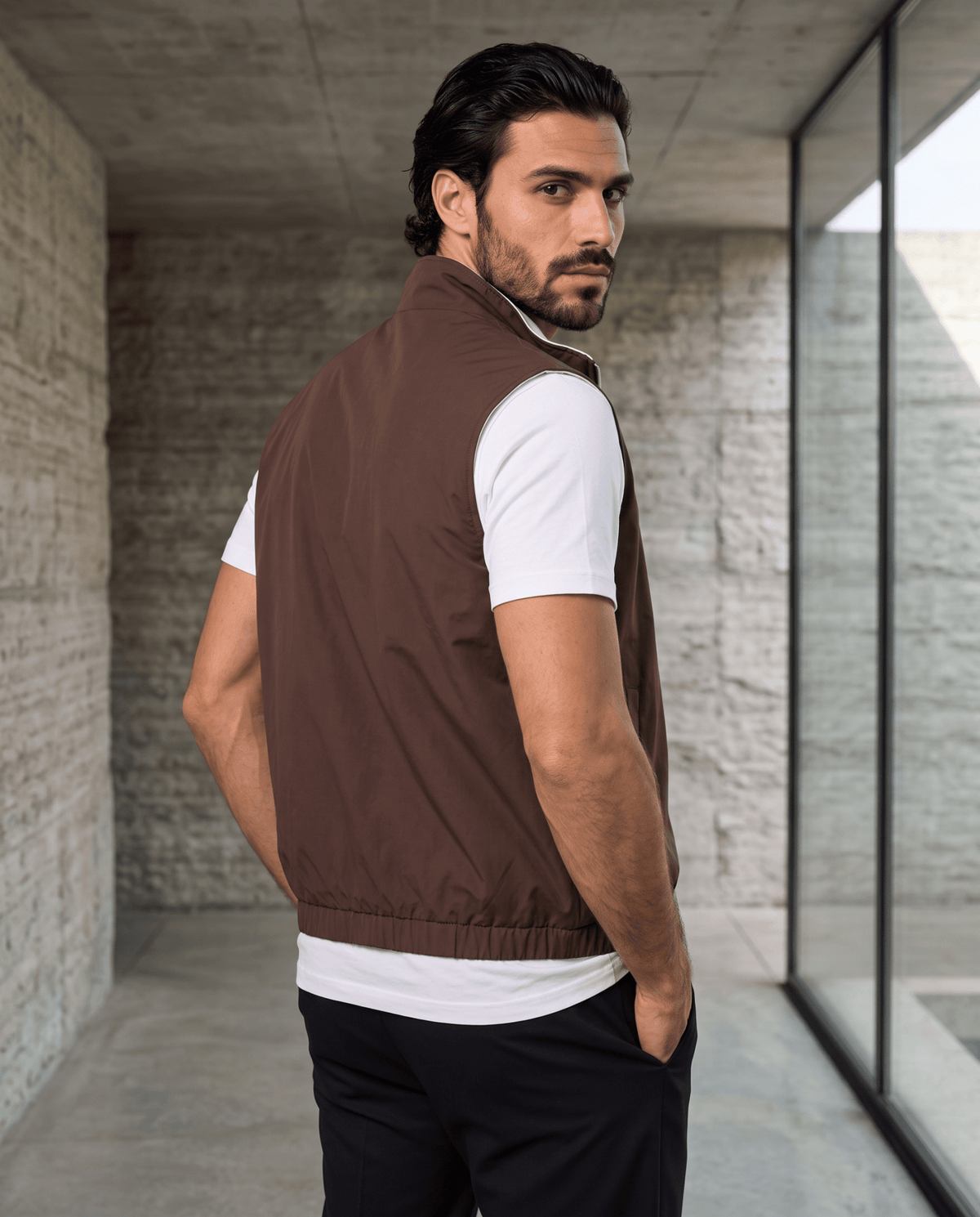 Brown Reversible Gilet - ELORO