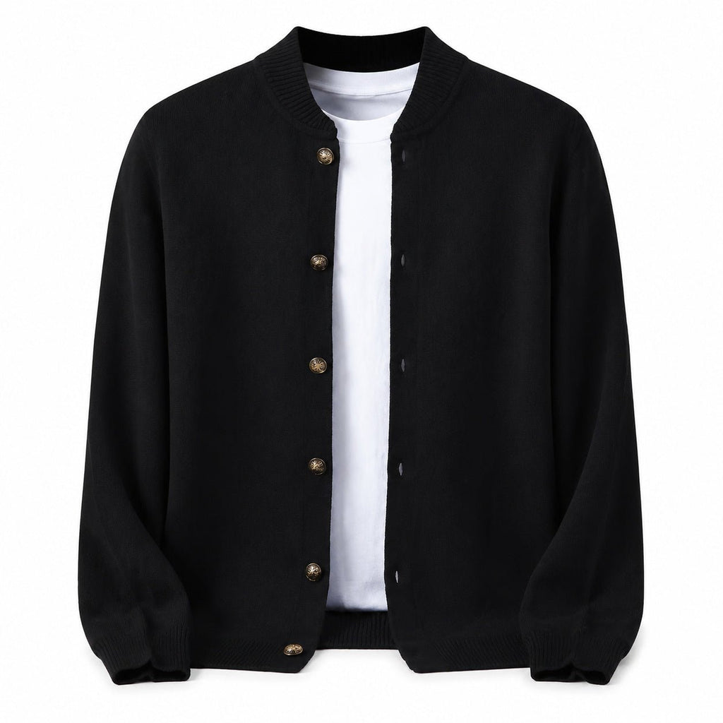 Button Wool Cardigan – Black - ELORO