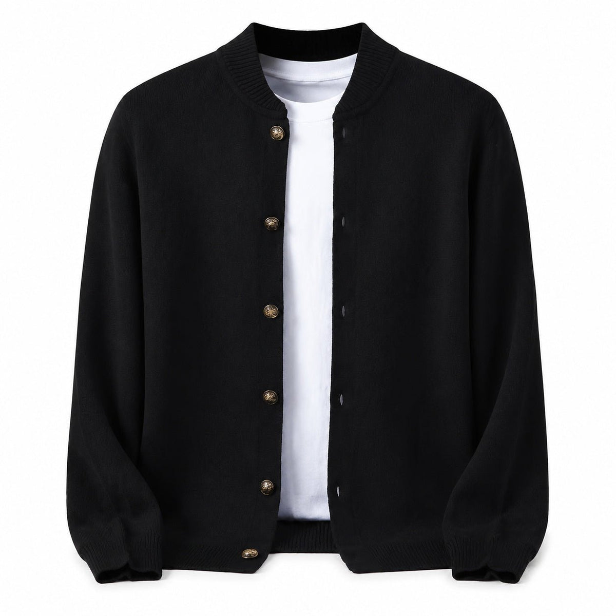 Button Wool Cardigan – Black - ELORO