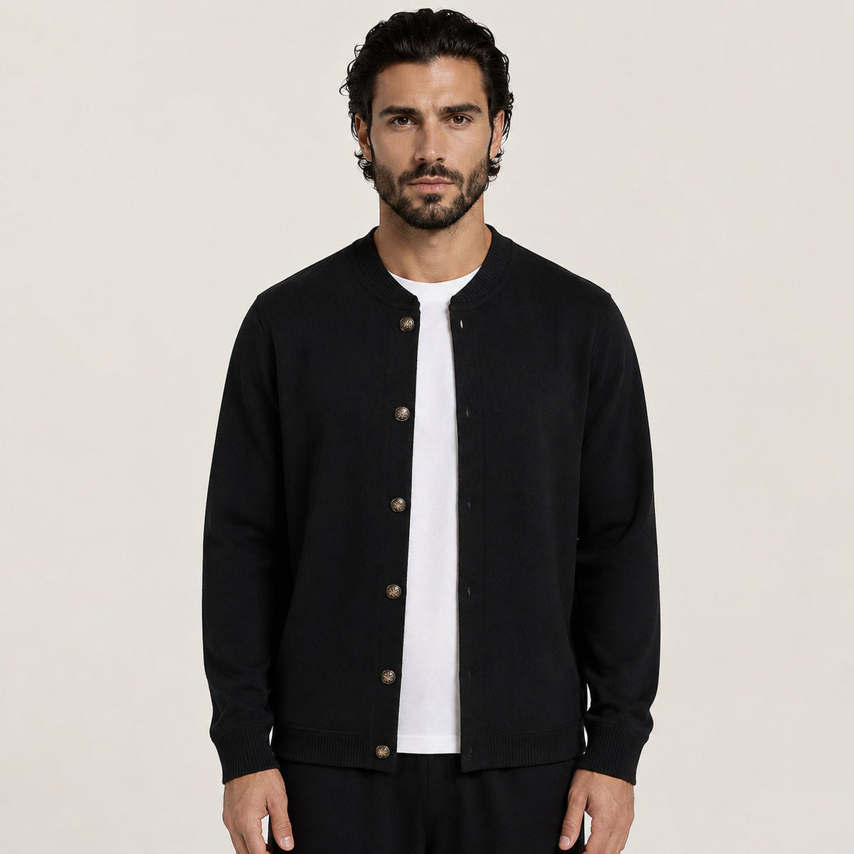 Button Wool Cardigan – Black - ELORO