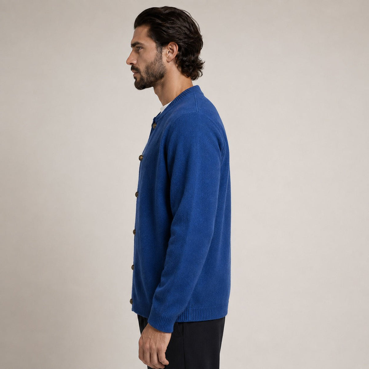 Button Wool Cardigan – Blue - ELORO