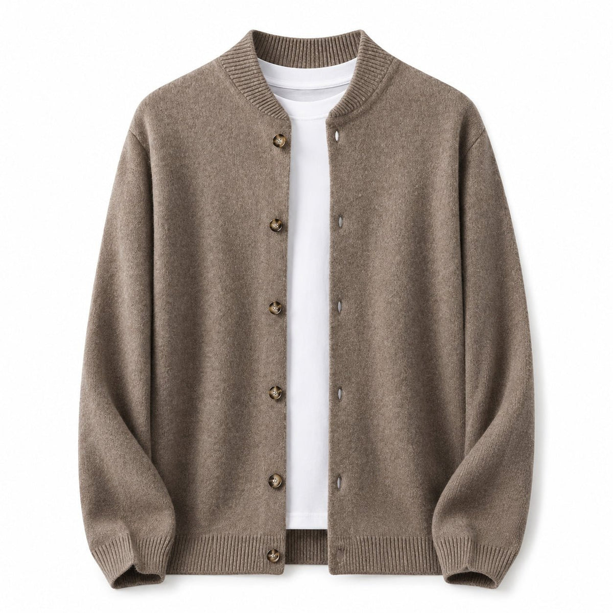Button Wool Cardigan – Brown - ELORO