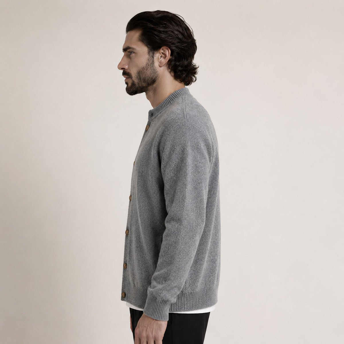 Button Wool Cardigan – Grey - ELORO