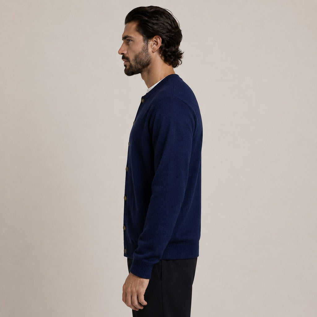 Button Wool Cardigan – Navy - ELORO