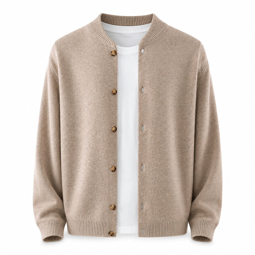 Button Wool Cardigan – Taupe - ELORO